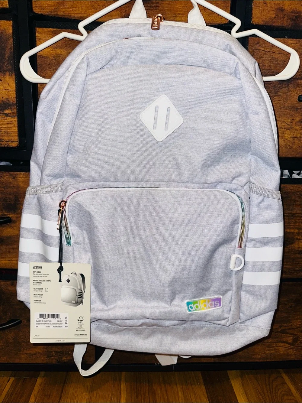 adidas Classic 3-Stripe Light Gray Backpack